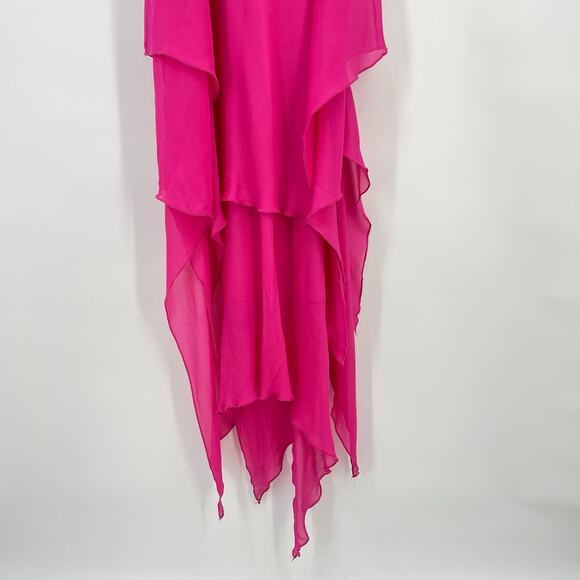 Lovers and Friends | Shelby Asymmetric Dress in Pink Handkerchief Hem Rosette S - Picture 13 of 16